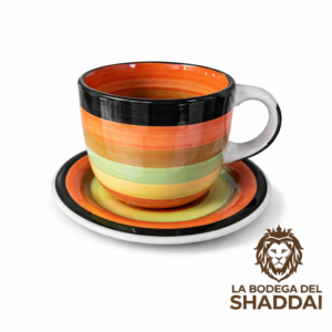 Taza colorida de La Bodega del Shaddai POCILLO Y PLATO 350 ARTESANAL