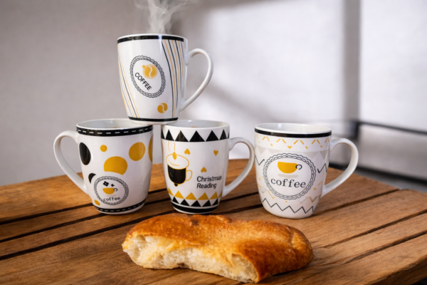 Tazas de café elegantes con croissant POCILLO MUG 12 ONZ COFFE