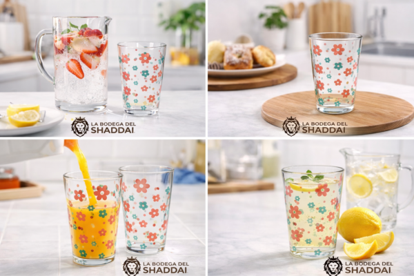 Vasos decorados en ambiente de cocina VASO CRISTAL #8 ONZ DECORADO